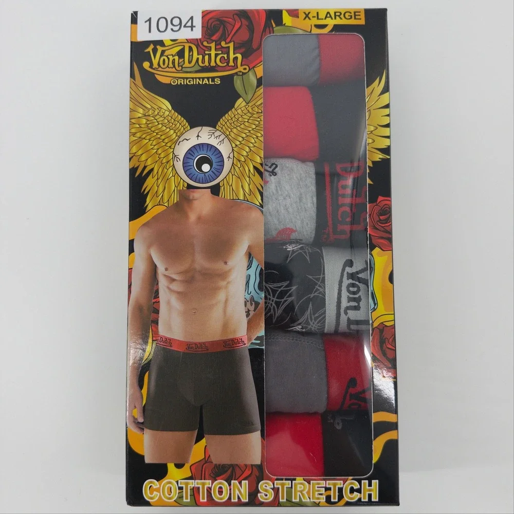 Von Dutch Boxer Briefs Mens XL Multicolor 6 Pack Cotton Stretch Streetwear NWT